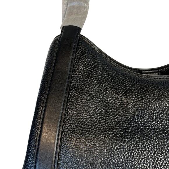 MICHAEL KORS Black "Rosemary" Large Pebbled Leather Shoulder Bag, Gold Hardware - Picture 5 of 8